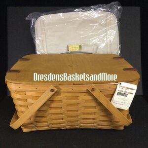 Longaberger Hostess Reunion Picnic Brown Basket & Insulated Cooler